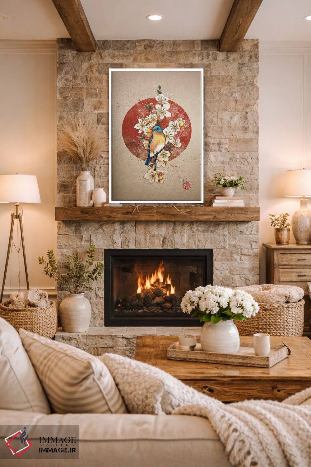 تابلو دکوراتیو پرنده آبی اثر مارین لوپ - D1W