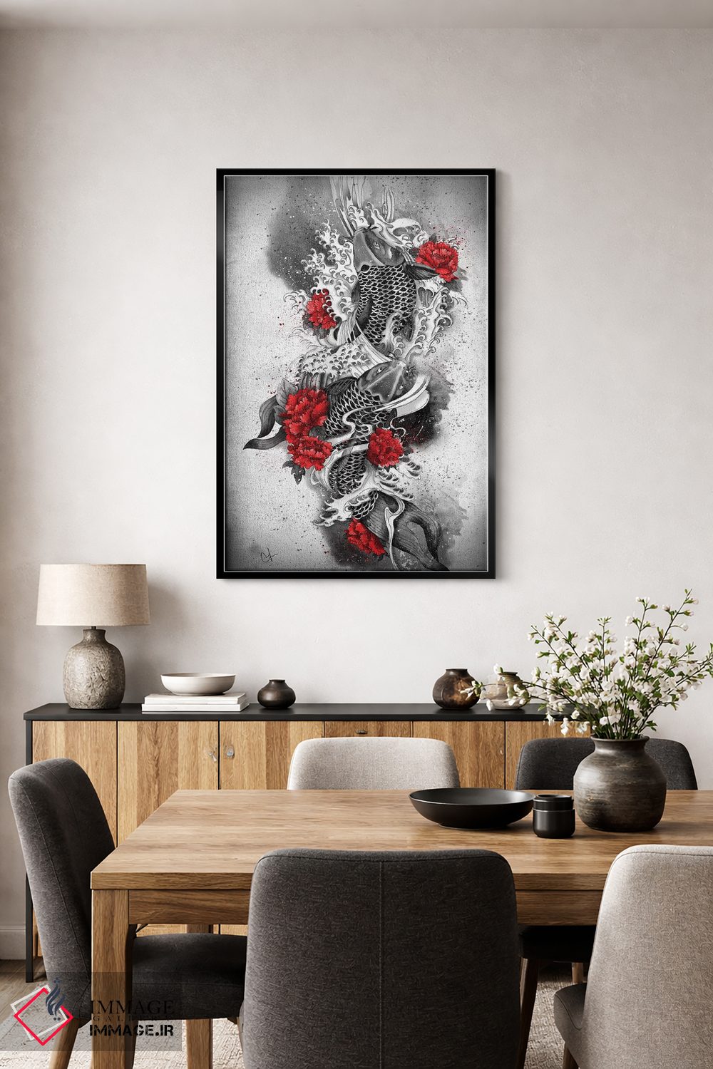 تابلو دکوراتیو دو ماهی کوی اثر مارین لوپ - D4B