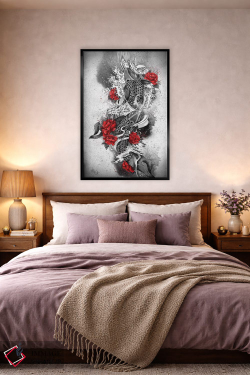 تابلو دکوراتیو دو ماهی کوی اثر مارین لوپ - D3B