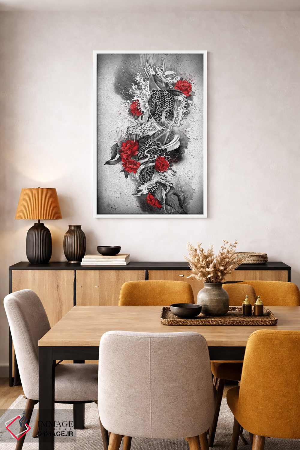 تابلو دکوراتیو دو ماهی کوی اثر مارین لوپ - D5W