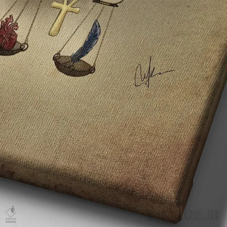 تابلو دکوراتیو آنوبیس اثر مارین لوپ - نمای نزدیک بافت بوم