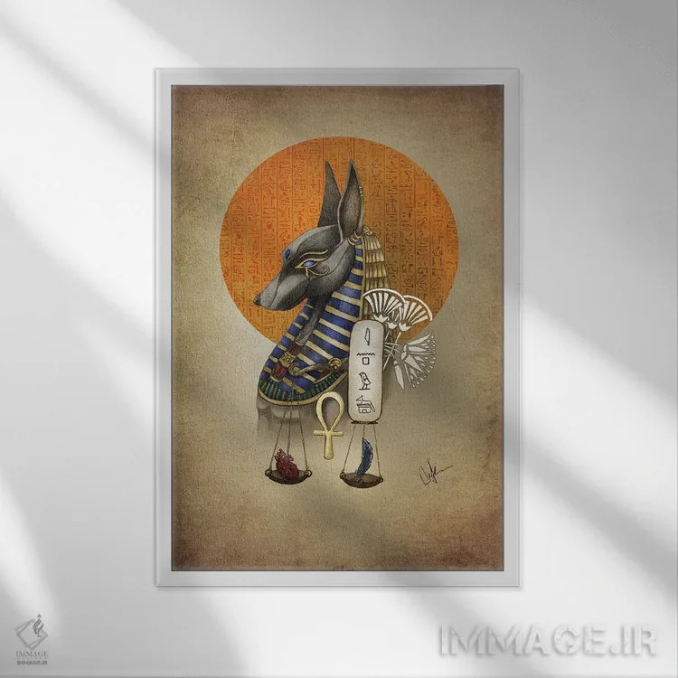 تابلو دکوراتیو آنوبیس اثر مارین لوپ - نمای قابدار سفید