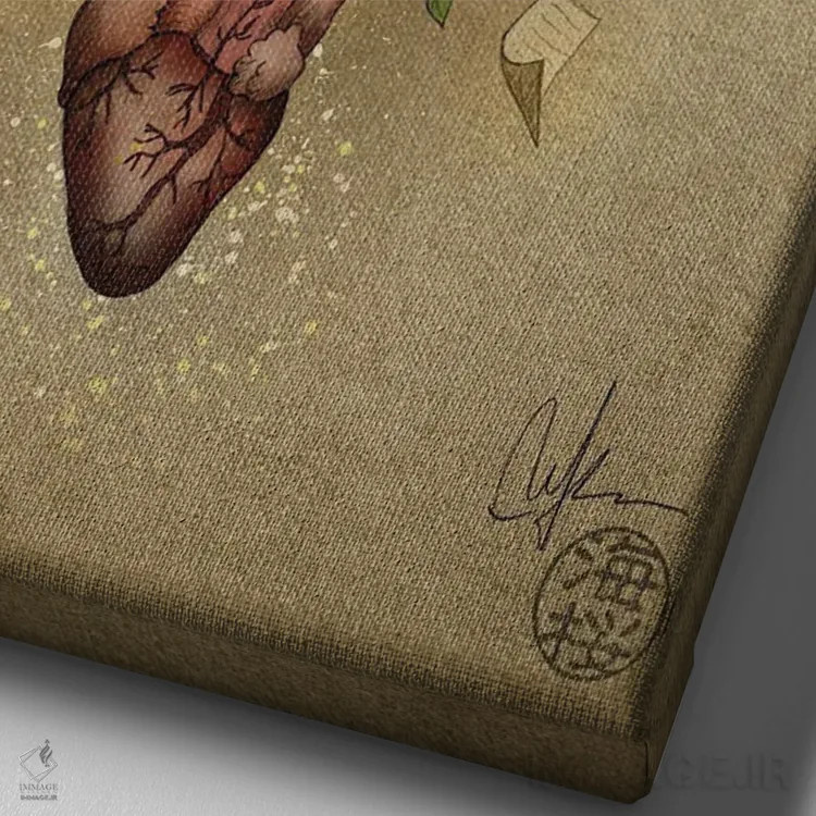 تابلو دکوراتیو قلب داستان اثر مارین لوپ - نمای نزدیک بافت بوم