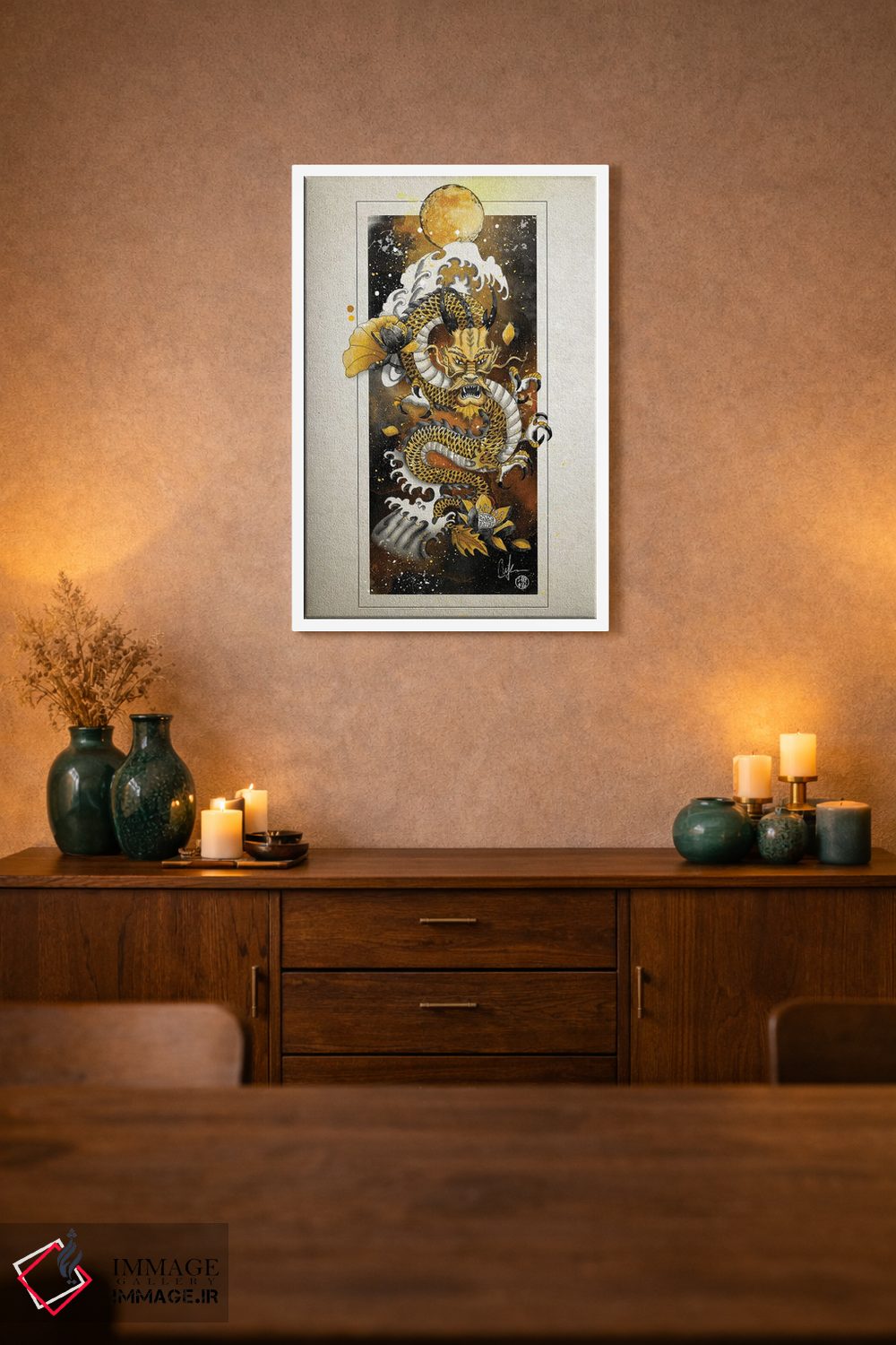 تابلو دکوراتیو اژدهای زرین زرد اثر مارین لوپ - D1W