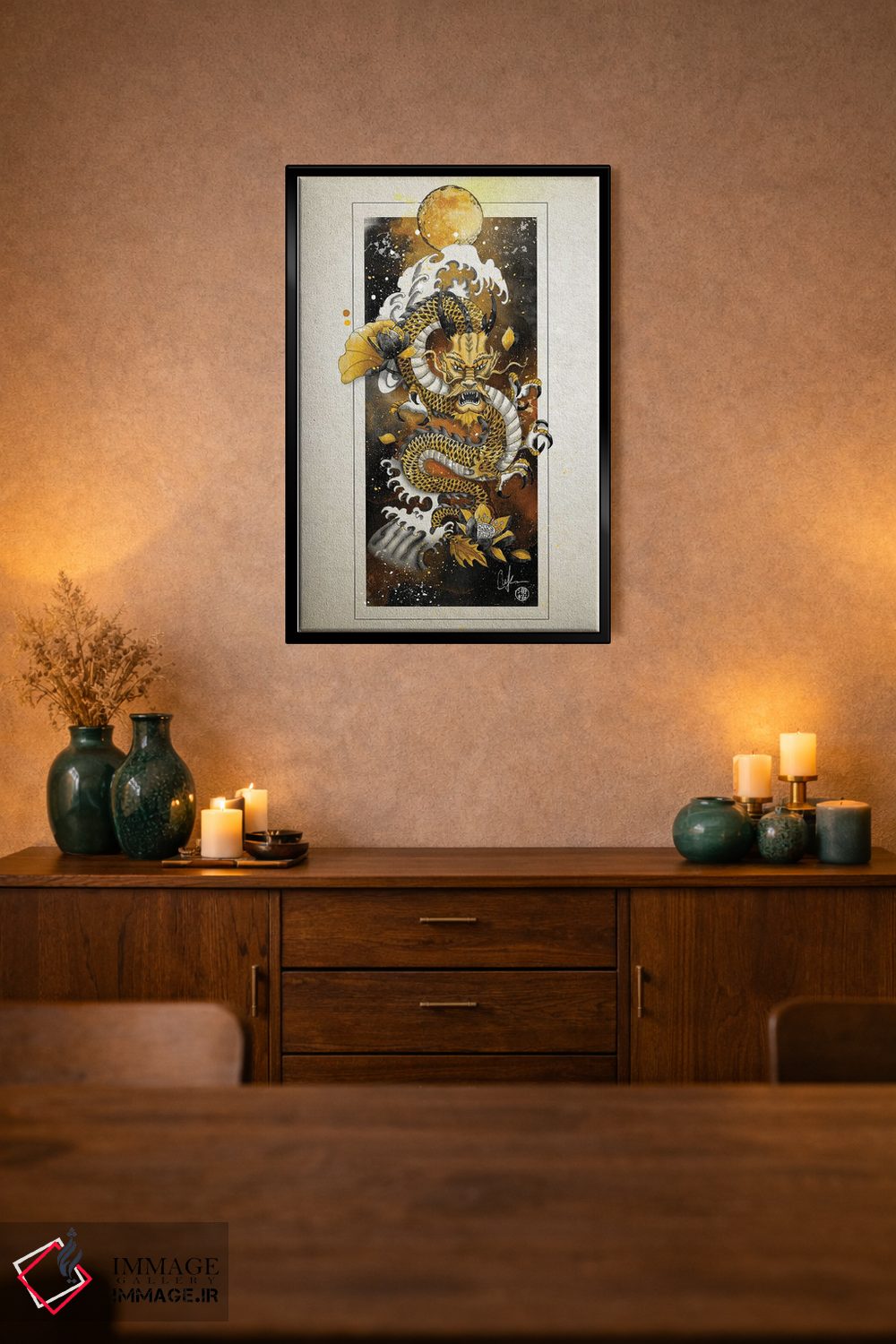 تابلو دکوراتیو اژدهای زرین زرد اثر مارین لوپ - D3B