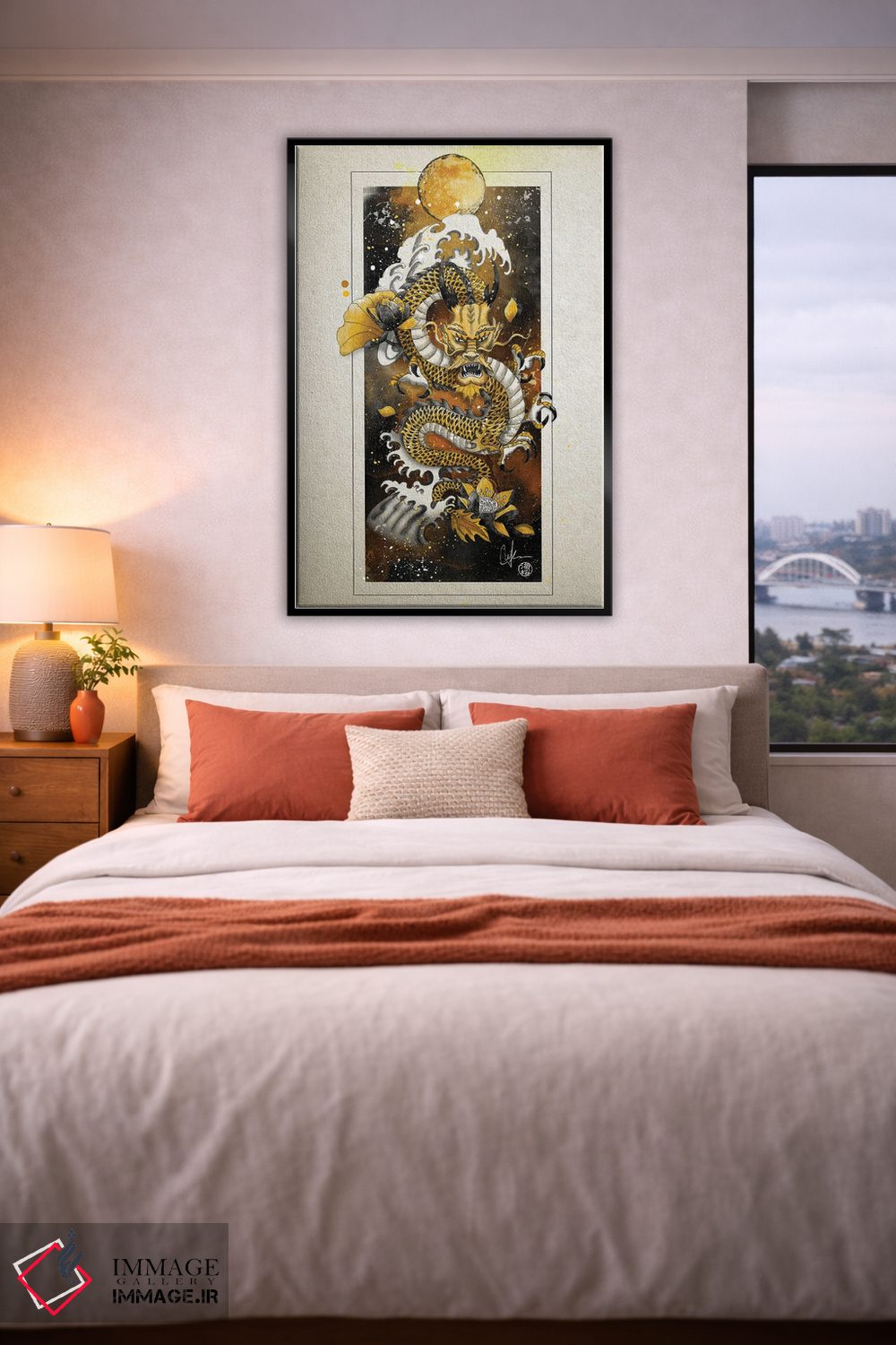تابلو دکوراتیو اژدهای زرین زرد اثر مارین لوپ - D5B