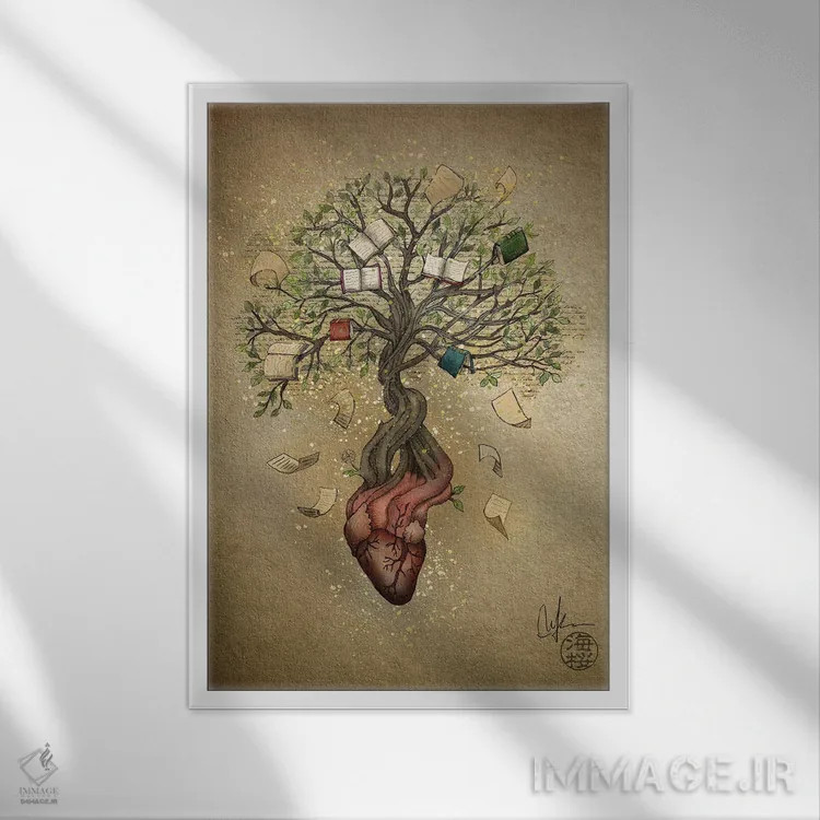 تابلو دکوراتیو قلب داستان اثر مارین لوپ - نمای قابدار سفید