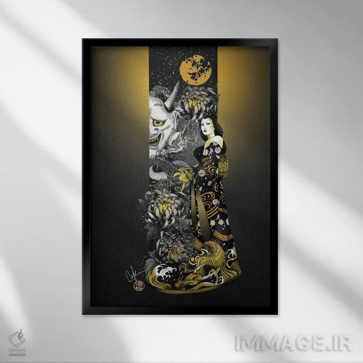 تابلو دکوراتیو مصمم و بی باک اثر مارین لوپ - نمای قابدار مشکی