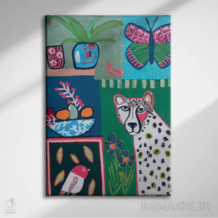 تابلو دکوراتیو یوزپلنگ اثر ملانی سان شاین آندروود - نمای روبهرو روی دیوار