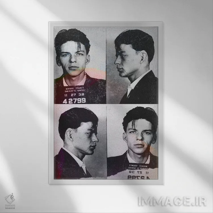 تابلو دکوراتیو فرانک سیناترا اثر فایو بای فایو کالکتیو - نمای قابدار سفید