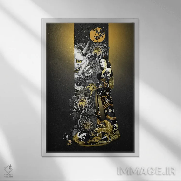 تابلو دکوراتیو مصمم و بی باک اثر مارین لوپ - نمای قابدار سفید