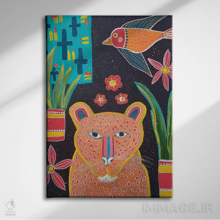 تابلو دکوراتیو پلنگ اثر ملانی سان شاین آندروود - نمای روبهرو روی دیوار