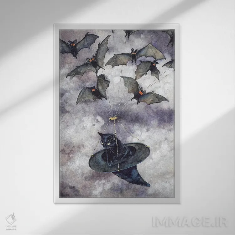 تابلو دکوراتیو بت موبیل اثر مگی واندواله - نمای قابدار سفید