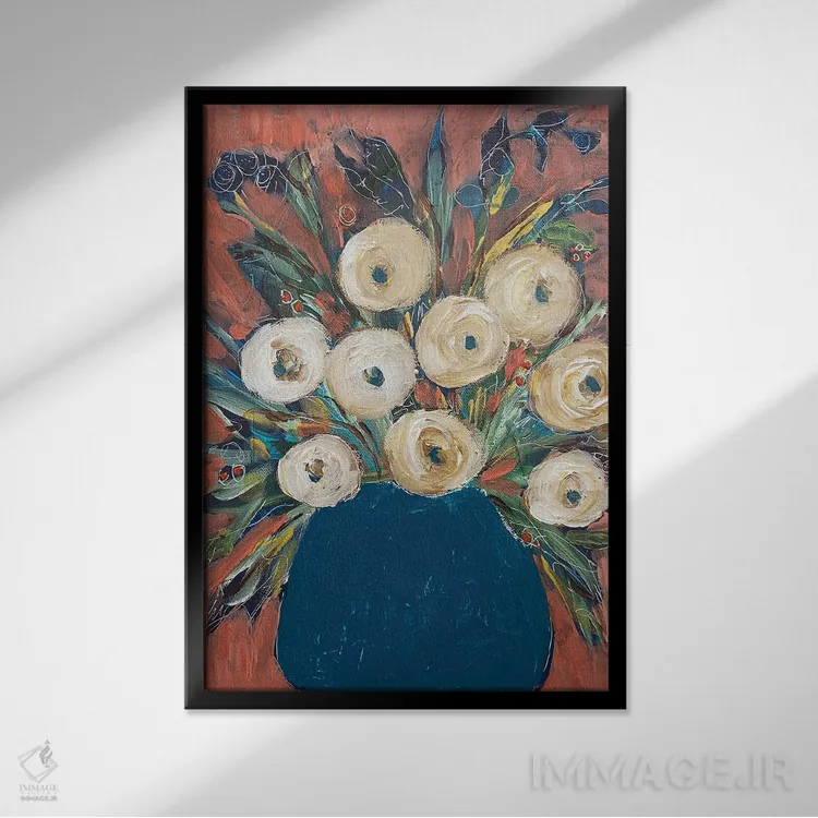 تابلو دکوراتیو گل های بهاری اثر ملانی سان شاین آندروود - نمای قابدار مشکی