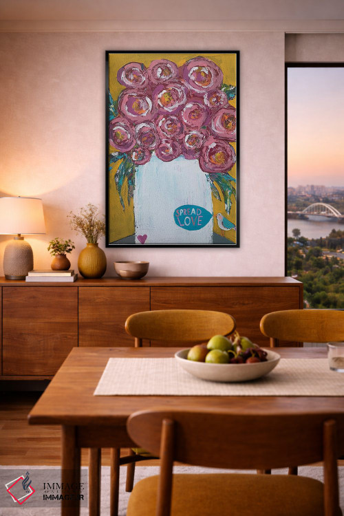 تابلو دکوراتیو شکوفه های شاد اثر ملانی سان شاین آندروود - D6B