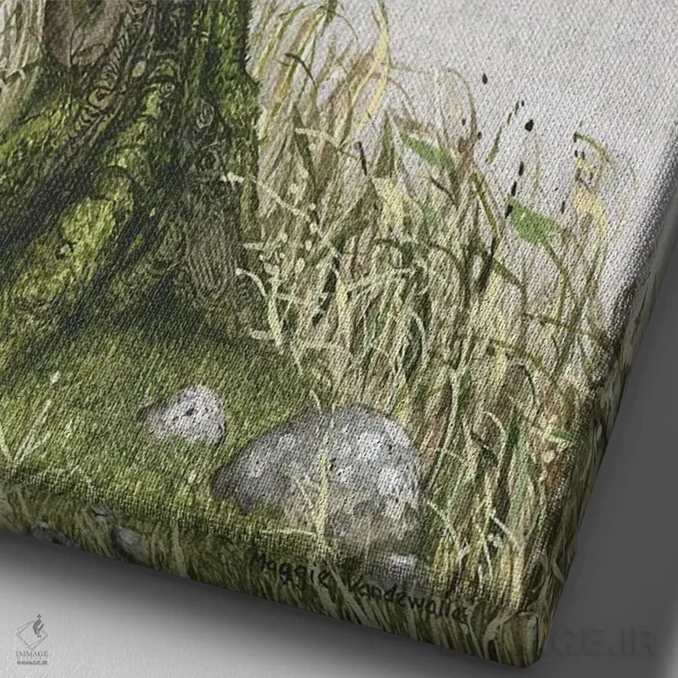 تابلو دکوراتیو زمان استراحت اثر مگی واندواله - نمای نزدیک بافت بوم