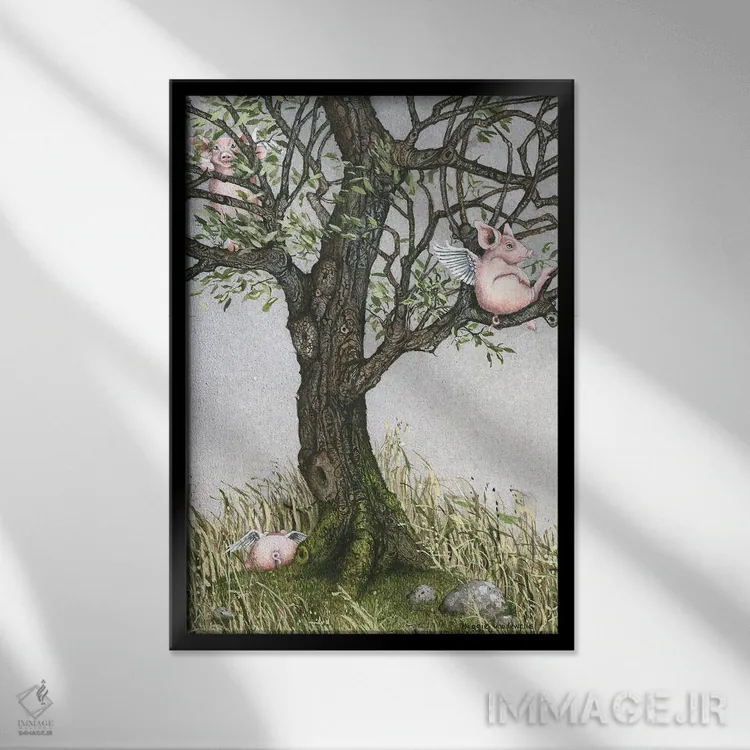 تابلو دکوراتیو زمان استراحت اثر مگی واندواله - نمای قابدار مشکی