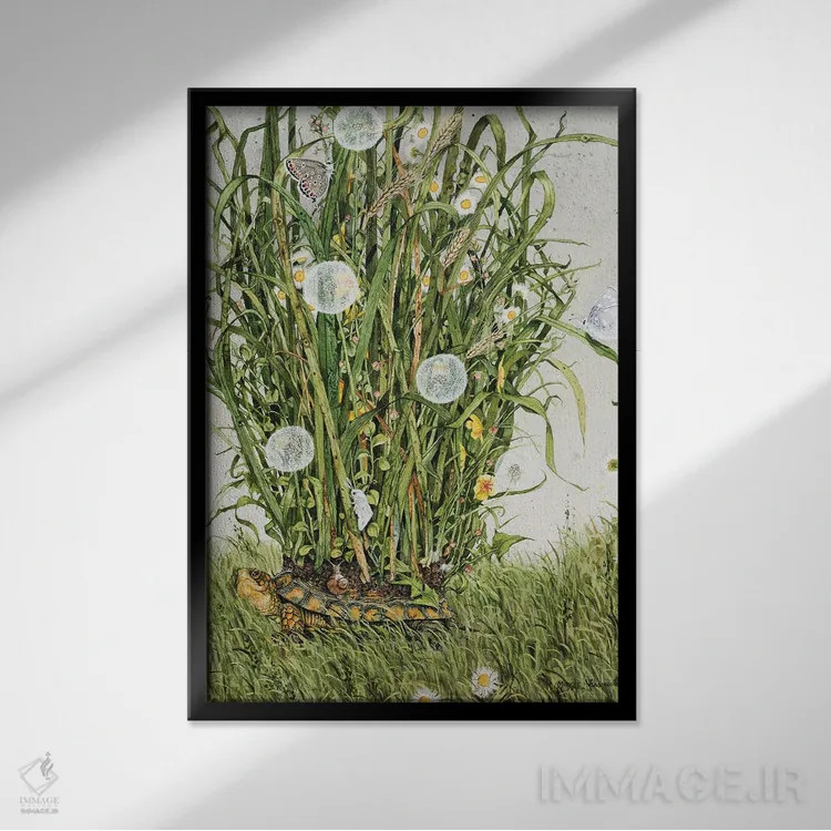 تابلو دکوراتیو چمن سرگردان اثر مگی واندواله - نمای قابدار مشکی