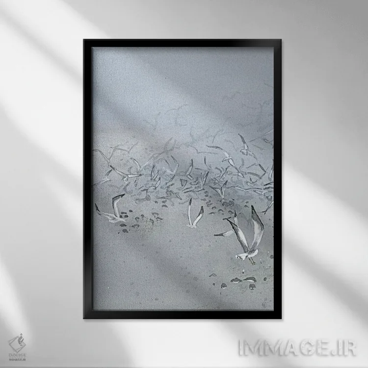 تابلو دکوراتیو در محاصره مه اثر مگی واندواله - نمای قابدار مشکی