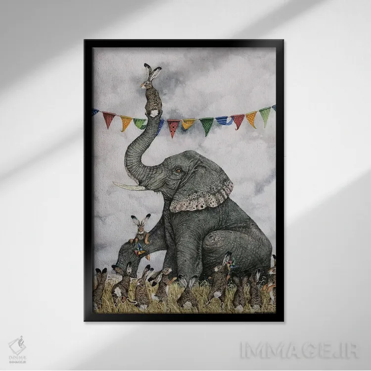 تابلو دکوراتیو کار جانبی روری اثر مگی واندواله - نمای قابدار مشکی