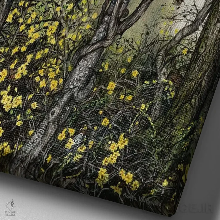 تابلو دکوراتیو یاس زمستانی اثر مگی واندواله - نمای نزدیک بافت بوم