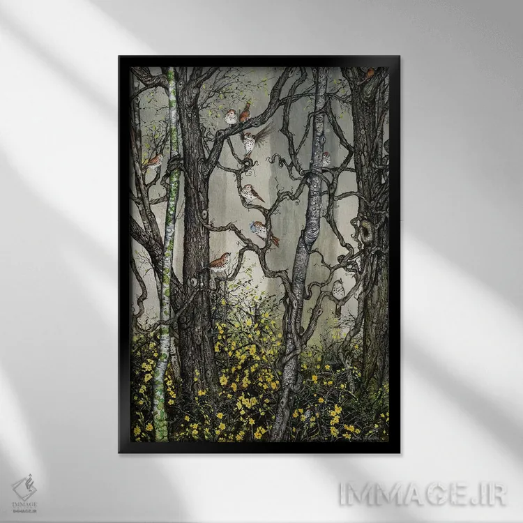 تابلو دکوراتیو یاس زمستانی اثر مگی واندواله - نمای قابدار مشکی