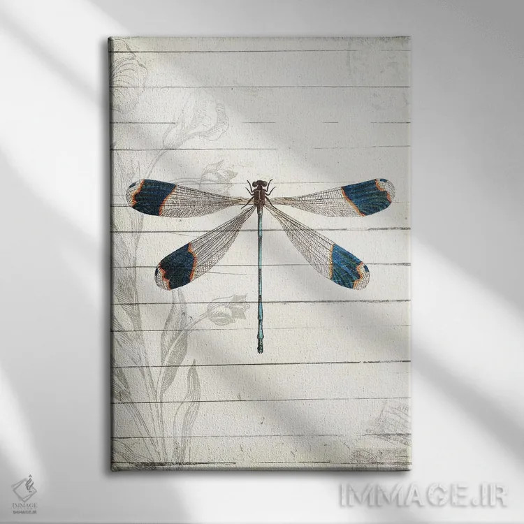 تابلو دکوراتیو ظاهر سنجاقک اثر میلی ویلا - نمای روبهرو روی دیوار