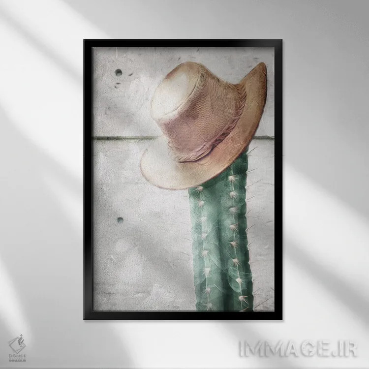 تابلو دکوراتیو کلاه کاکتوس اثر میلی ویلا - نمای قابدار مشکی