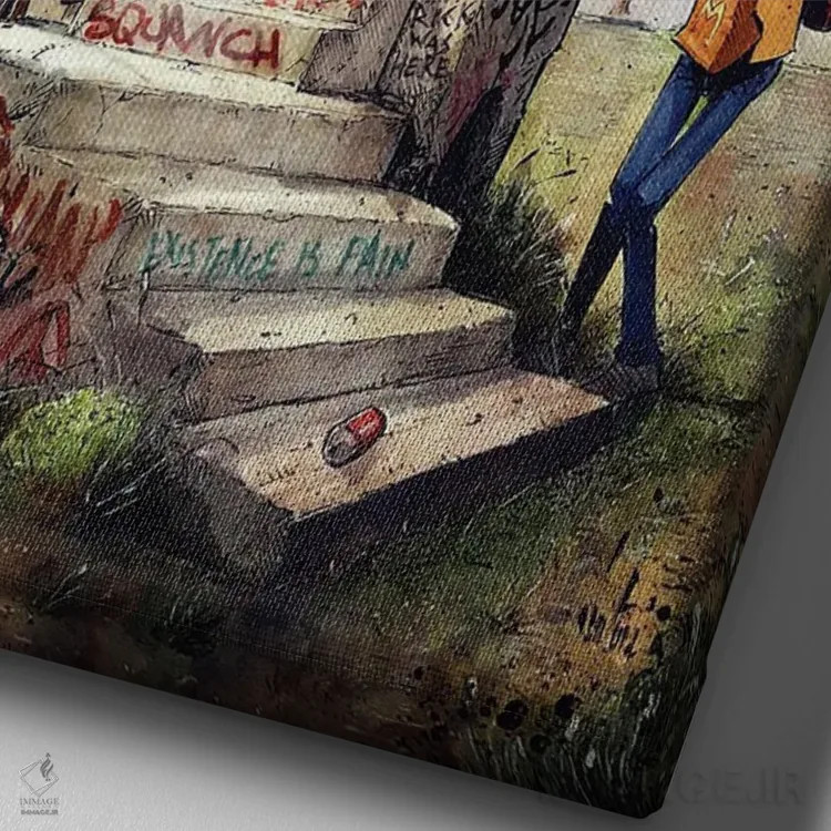 تابلو دکوراتیو ریک سانچز در فیلم سقوط اثر مارسلو ونتورا - نمای نزدیک بافت بوم