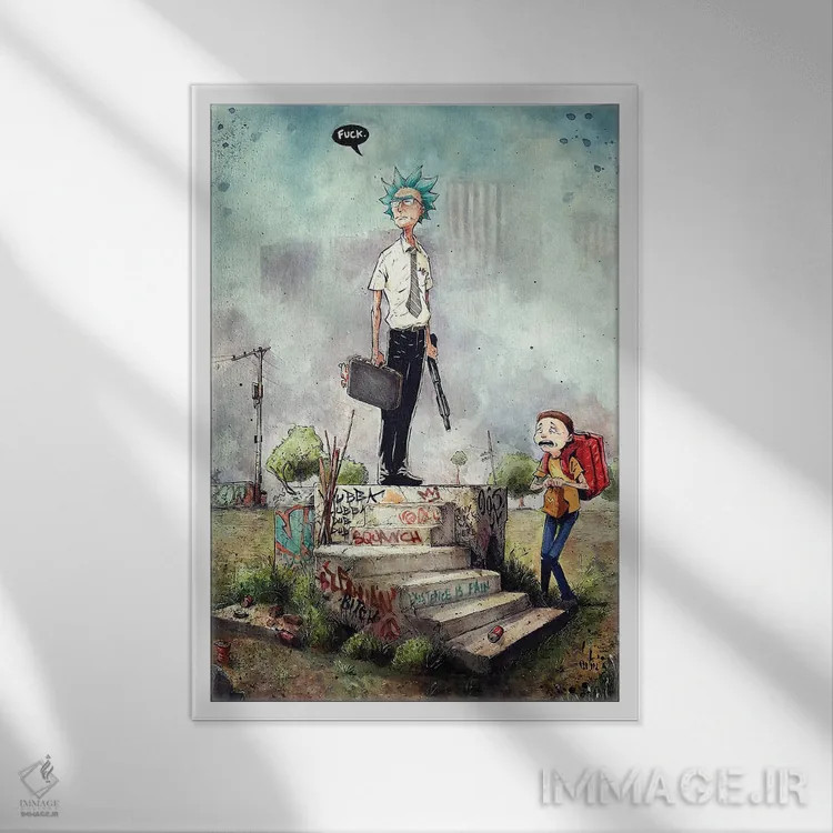 تابلو دکوراتیو ریک سانچز در فیلم سقوط اثر مارسلو ونتورا - نمای قابدار سفید