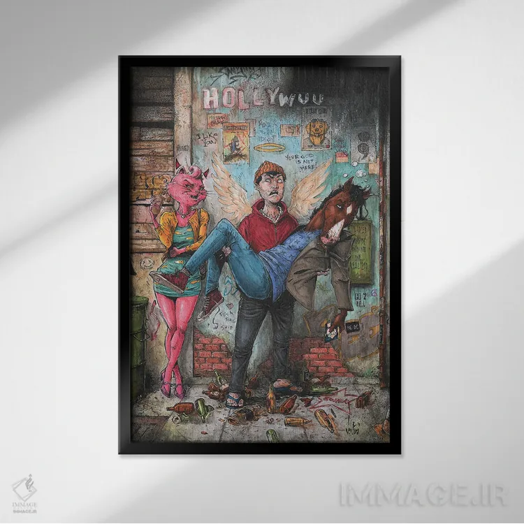 تابلو دکوراتیو بوجک هورسمن اثر مارسلو ونتورا - نمای قابدار مشکی