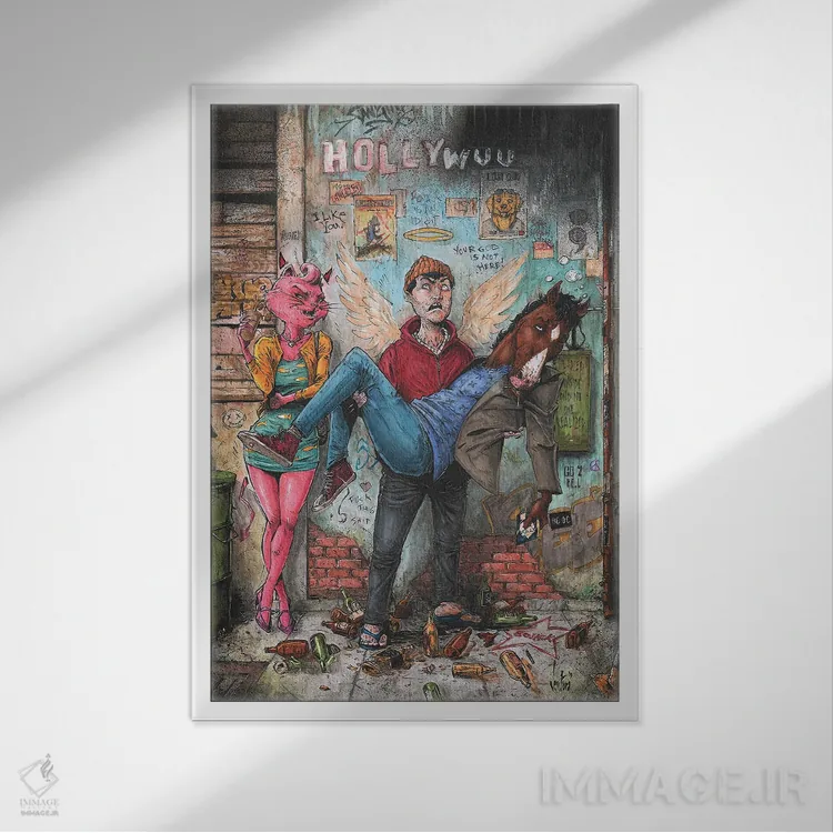 تابلو دکوراتیو بوجک هورسمن اثر مارسلو ونتورا - نمای قابدار سفید