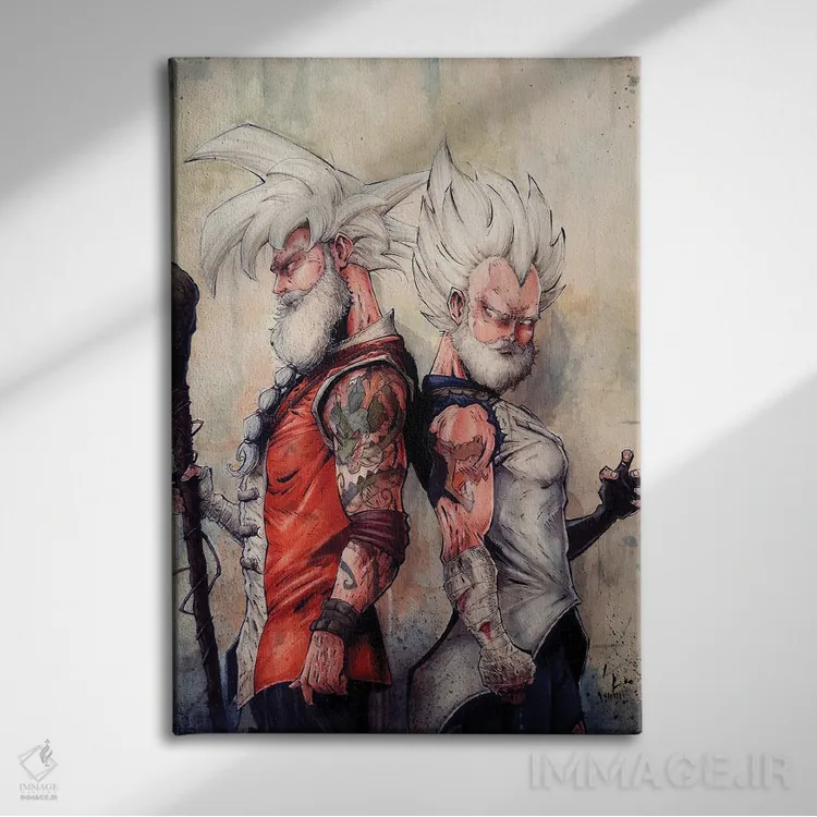 تابلو دکوراتیو استاد گوکو و وجیتا اثر مارسلو ونتورا - نمای روبهرو روی دیوار