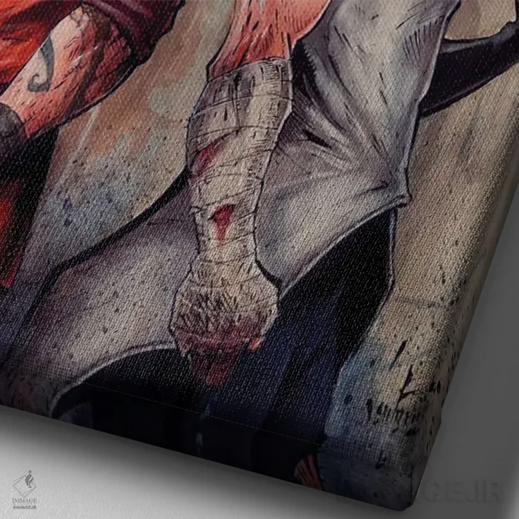 تابلو دکوراتیو استاد گوکو و وجیتا اثر مارسلو ونتورا - نمای نزدیک بافت بوم