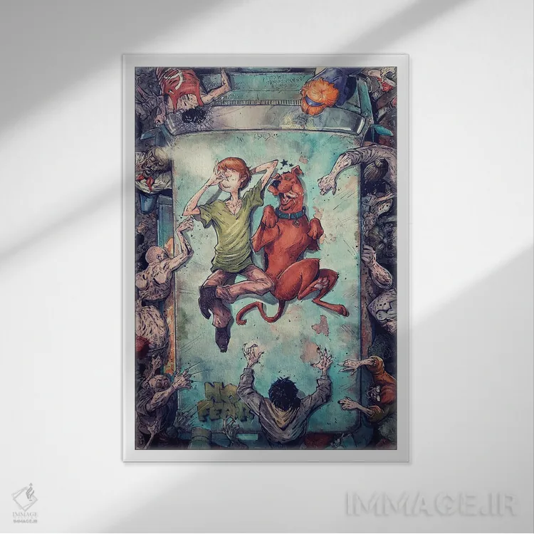 تابلو دکوراتیو شگی و اسکوبی؛ حال خوب اثر مارسلو ونتورا - نمای قابدار سفید