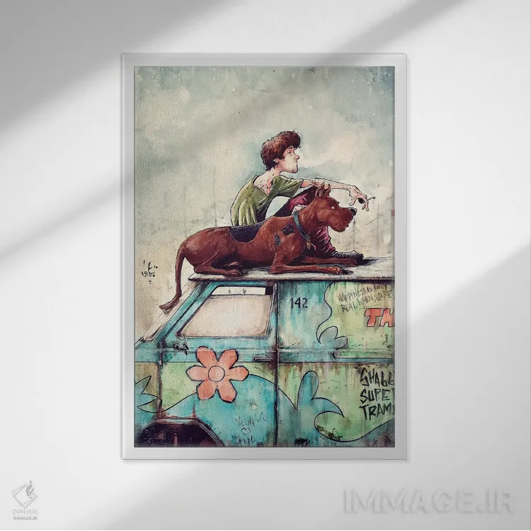 تابلو دکوراتیو شگی سوپر ترمپ اثر مارسلو ونتورا - نمای قابدار سفید
