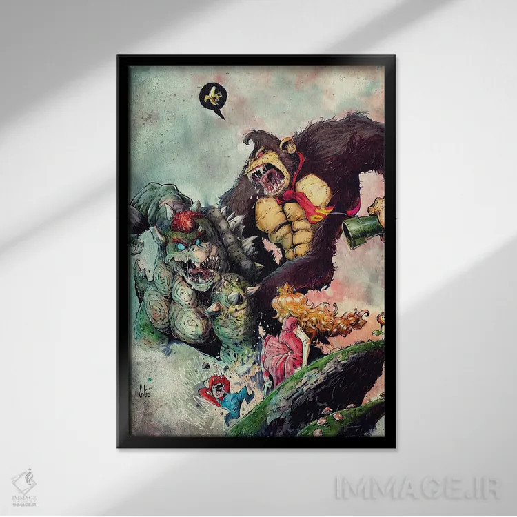 تابلو دکوراتیو بوزروس کونگ اثر مارسلو ونتورا - نمای قابدار مشکی