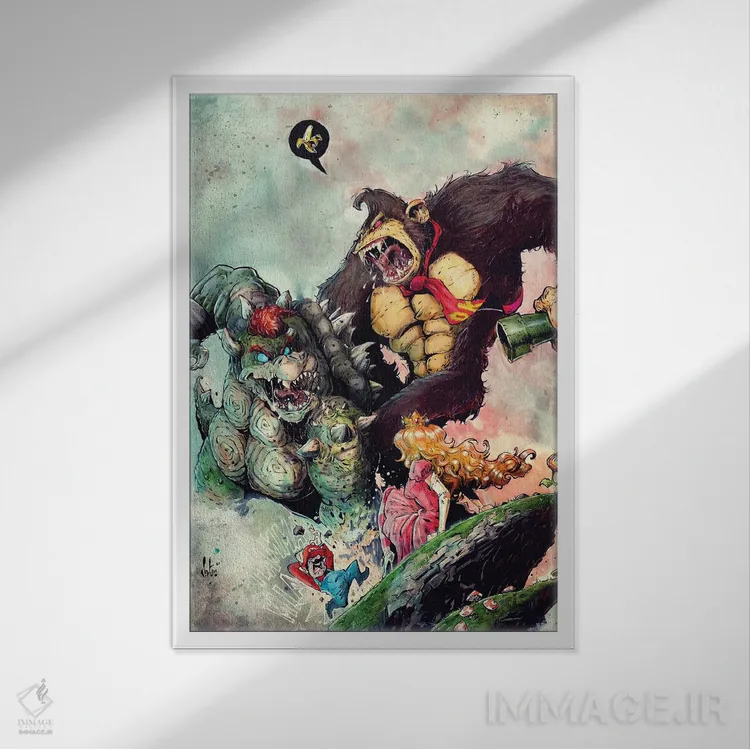 تابلو دکوراتیو بوزروس کونگ اثر مارسلو ونتورا - نمای قابدار سفید