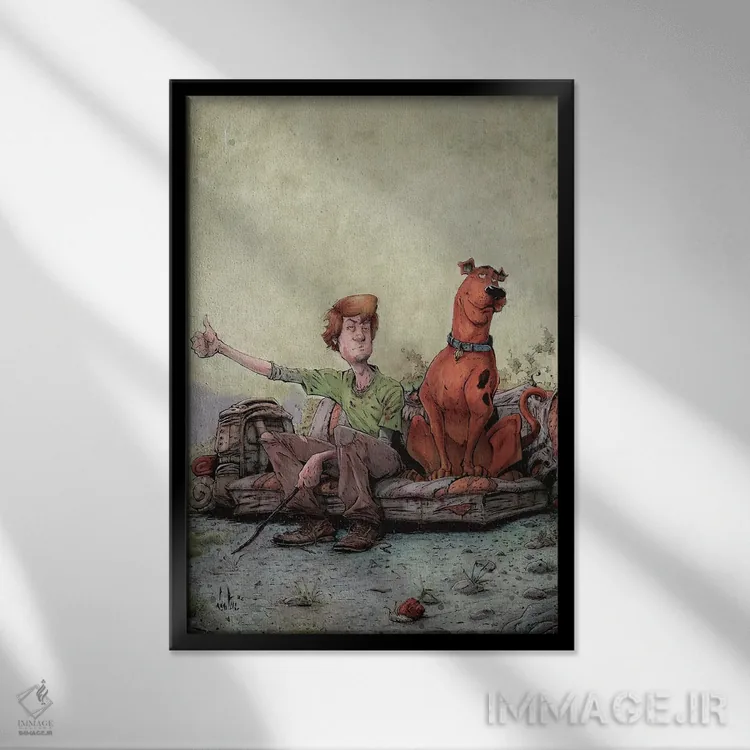 تابلو دکوراتیو اسکوبی و شگی اثر مارسلو ونتورا - نمای قابدار مشکی