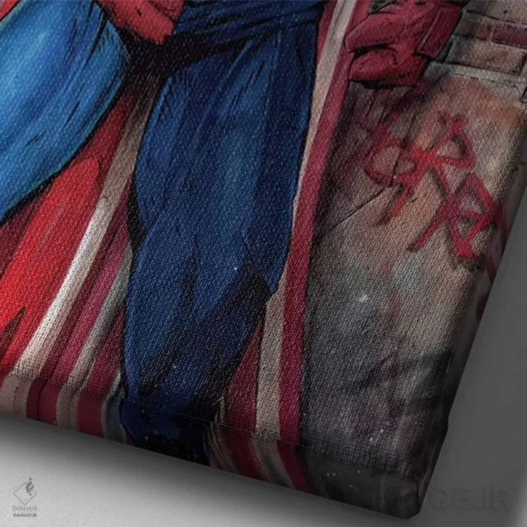 تابلو دکوراتیو سوپرمن علیه هوم لندر اثر مارسلو ونتورا - نمای نزدیک بافت بوم