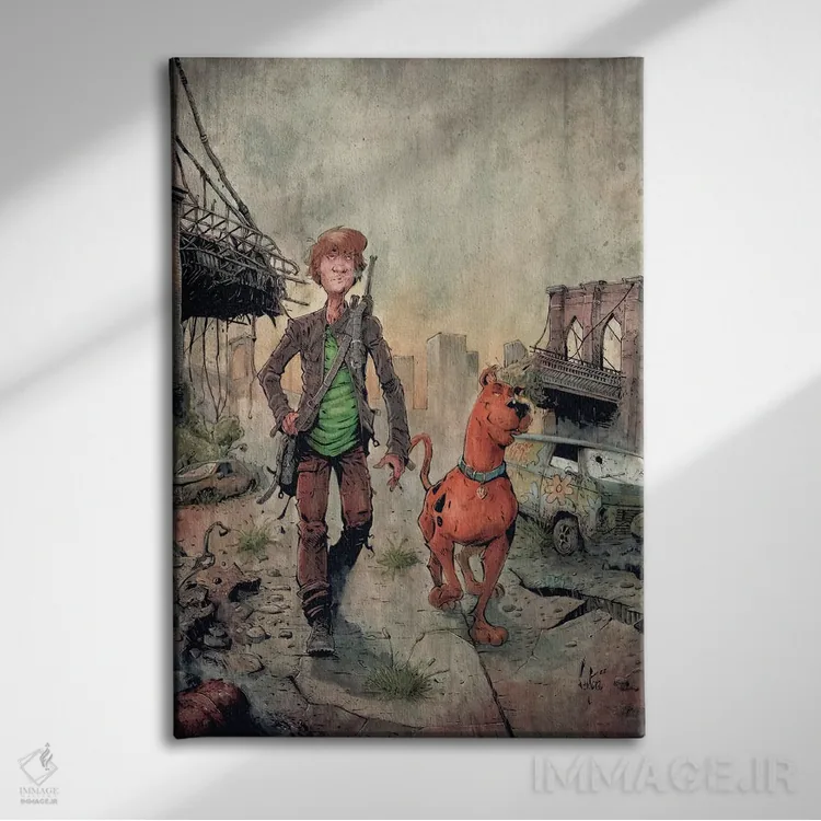 تابلو دکوراتیو افسانه های شگی و اسکوبی اثر مارسلو ونتورا - نمای روبهرو روی دیوار