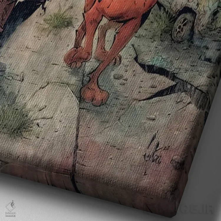 تابلو دکوراتیو افسانه های شگی و اسکوبی اثر مارسلو ونتورا - نمای نزدیک بافت بوم