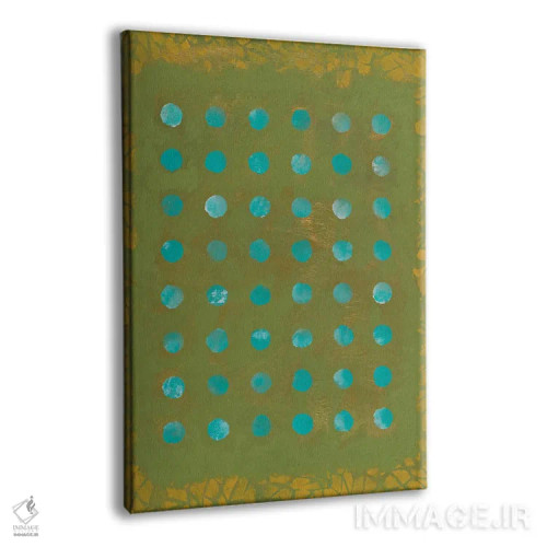 تابلو مینیمال نقاط سبز اثر ماریسول اورا - نمای پرسپکتیو محصول