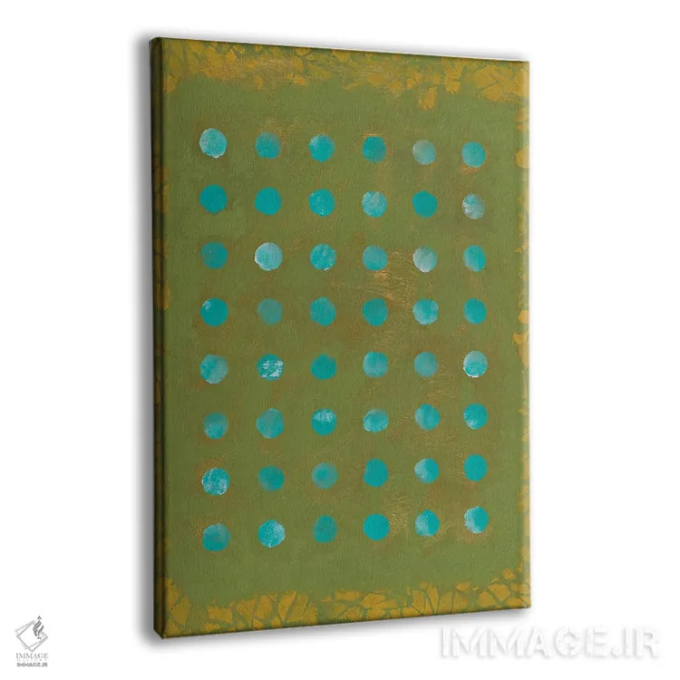 تابلو مینیمال نقاط سبز اثر ماریسول اورا - نمای پرسپکتیو محصول