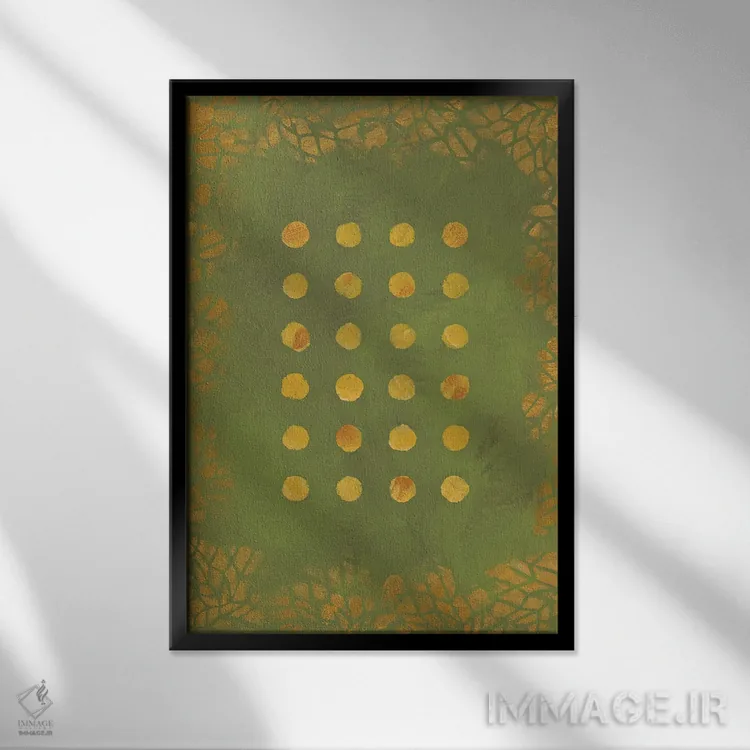 تابلو مینیمال سبز اثر ماریسول اورا - نمای قابدار مشکی