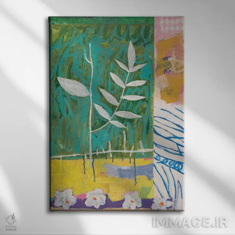 تابلو انتزاعی آتشفشان گیاهان اثر ماریسول اورا - نمای روبهرو روی دیوار
