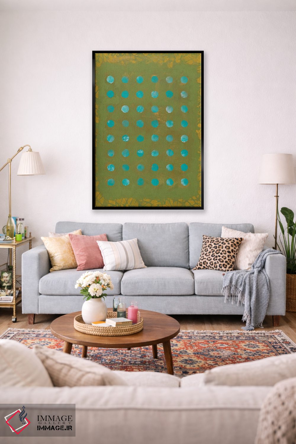 تابلو مینیمال نقاط سبز اثر ماریسول اورا - D1B