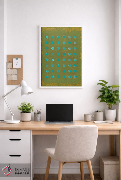تابلو مینیمال نقاط سبز اثر ماریسول اورا - D3W