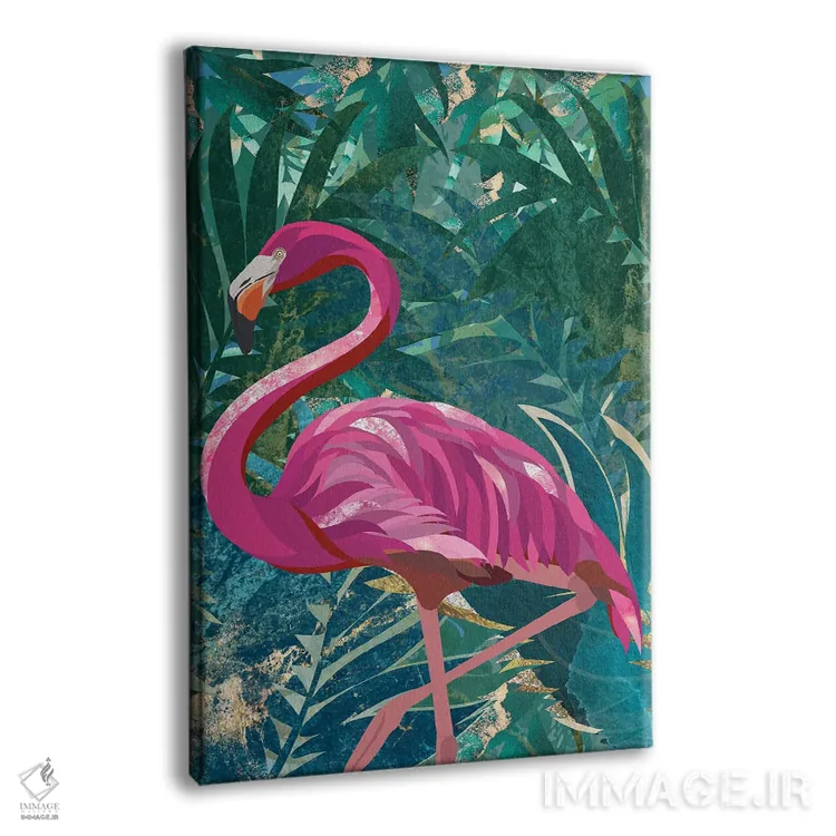 تابلو مینیمال فلامینگو در جنگل اثر سارا مانوفسکی - نمای پرسپکتیو محصول