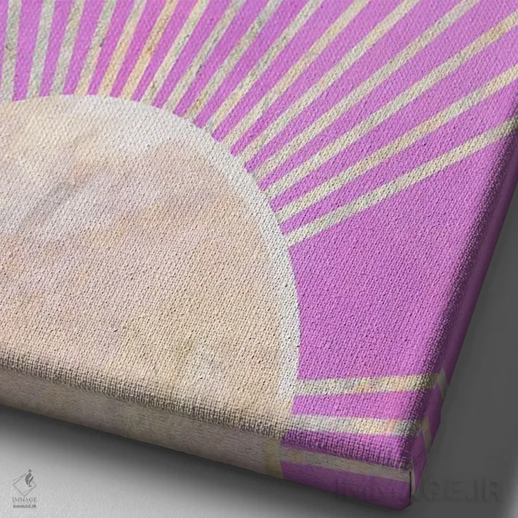 تابلو مینیمال طلوع آفتاب صورتی باربی اثر سارا مانوفسکی - نمای نزدیک بافت بوم